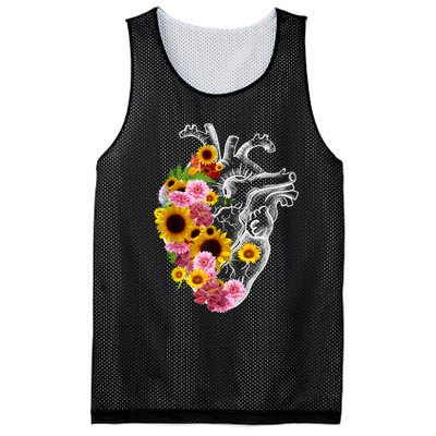 Anatomical Heart With Flowers, Botany Body Anatomy Mesh Reversible Basketball Jersey Tank