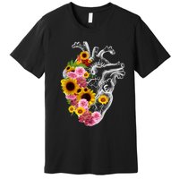 Anatomical Heart With Flowers, Botany Body Anatomy Premium T-Shirt