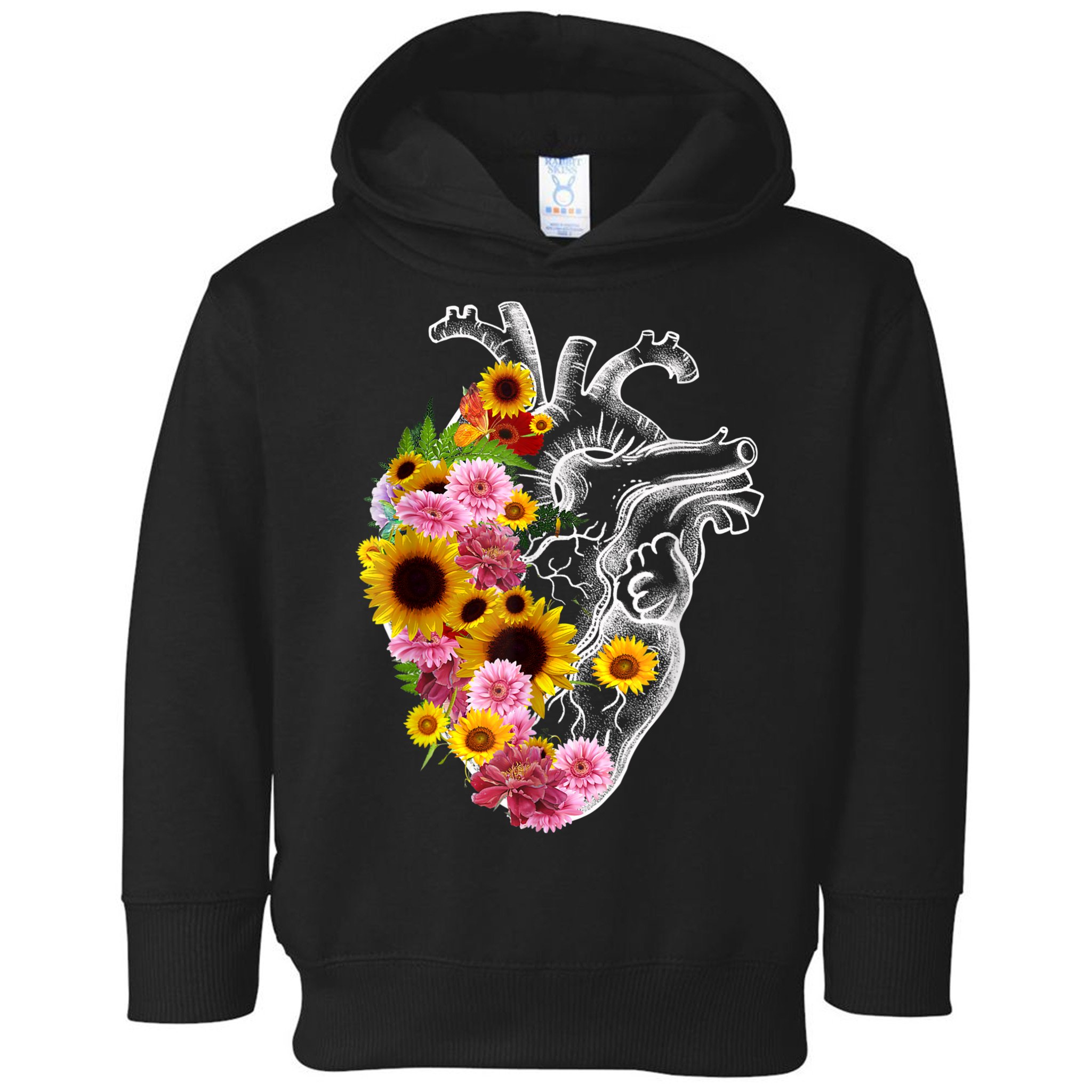 Anatomical Heart With Flowers, Botany Body Anatomy Toddler Hoodie