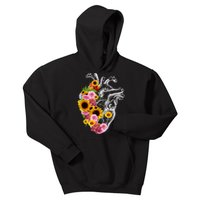 Anatomical Heart With Flowers, Botany Body Anatomy Kids Hoodie