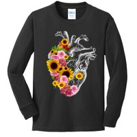 Anatomical Heart With Flowers, Botany Body Anatomy Kids Long Sleeve Shirt