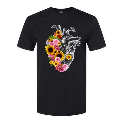 Anatomical Heart With Flowers, Botany Body Anatomy Softstyle CVC T-Shirt