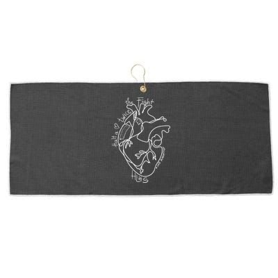 A Heart Warrior CHD Awareness Congenital Disease HLHS Large Microfiber Waffle Golf Towel