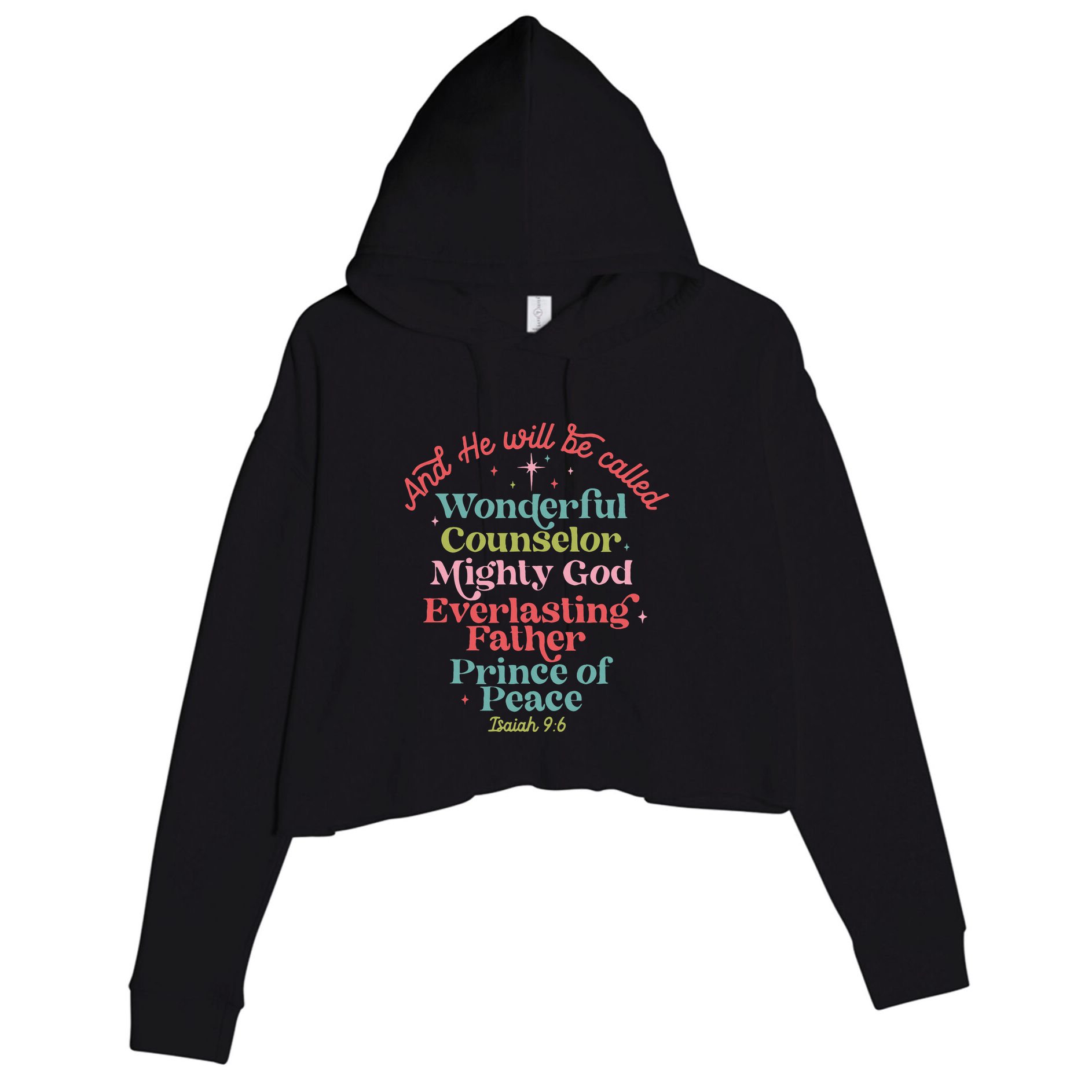And He Will Be Called Isaiah 96 Bible Verses Jesus Xmas  Crop Fleece Hoodie