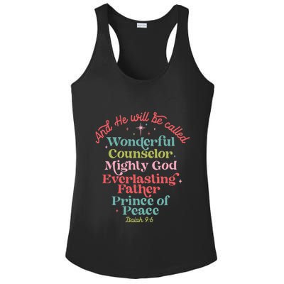 And He Will Be Called Isaiah 96 Bible Verses Jesus Xmas  Ladies PosiCharge Competitor Racerback Tank