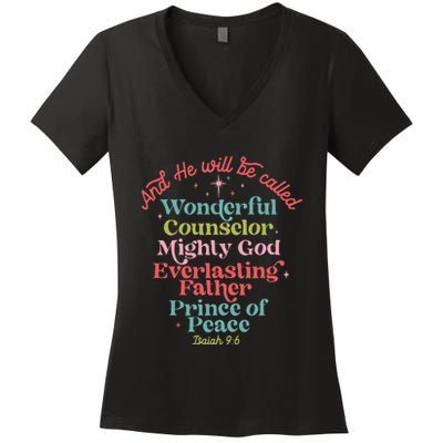 And He Will Be Called Isaiah 96 Bible Verses Jesus Xmas  Women's V-Neck T-Shirt