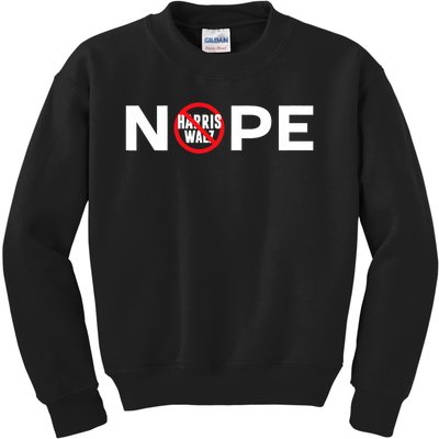 Anti Harris Walz Nope No Harris Walz Sign Waltz Kids Sweatshirt