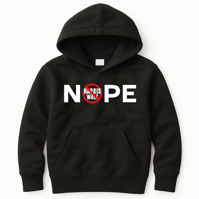 Anti Harris Walz Nope No Harris Walz Sign Waltz Kids Hoodie