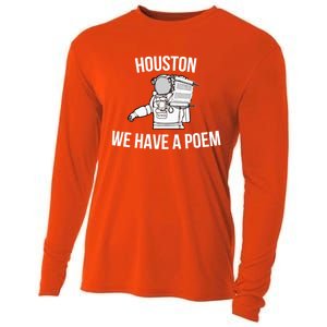 Astronaut Houston We Have A Poem For World Poetry Day Gift Cooling Performance Long Sleeve Crew