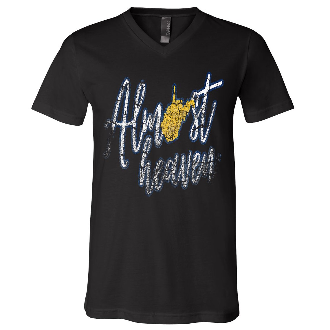 Almost Heaven West Virginia State Map V-Neck T-Shirt