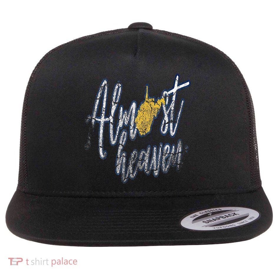 Almost Heaven West Virginia State Map Flat Bill Trucker Hat