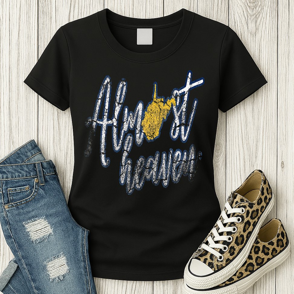 Almost Heaven West Virginia State Map Womens T-Shirt