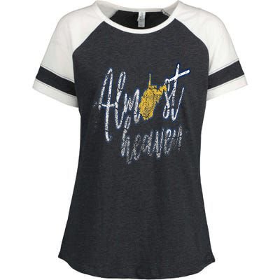 Almost Heaven West Virginia State Map Enza Ladies Jersey Colorblock Tee