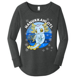 Axolotl Hanukkah With Dreidel Menorah Women's Perfect Tri Tunic Long Sleeve Shirt