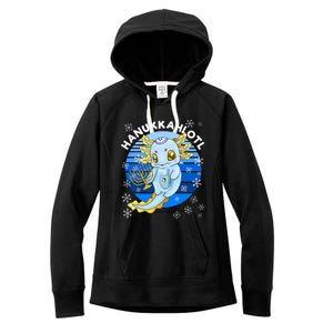 Axolotl Hanukkah With Dreidel Menorah Women's Fleece Hoodie