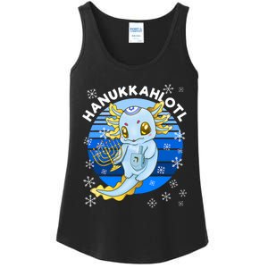 Axolotl Hanukkah With Dreidel Menorah Ladies Essential Tank