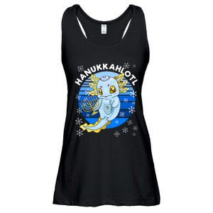 Axolotl Hanukkah With Dreidel Menorah Ladies Essential Flowy Tank