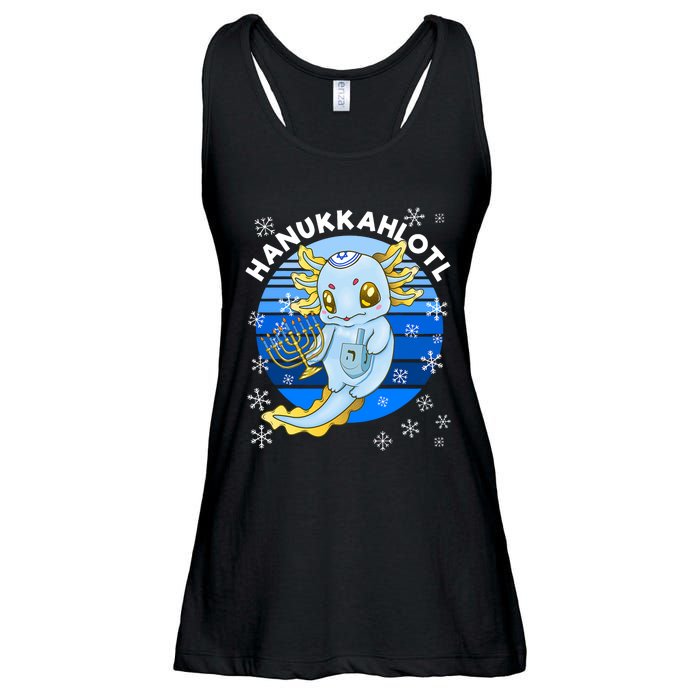 Axolotl Hanukkah With Dreidel Menorah Ladies Essential Flowy Tank