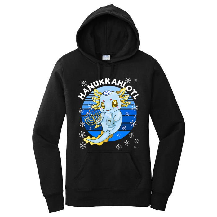 Axolotl Hanukkah With Dreidel Menorah Women's Pullover Hoodie