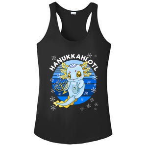 Axolotl Hanukkah With Dreidel Menorah Ladies PosiCharge Competitor Racerback Tank