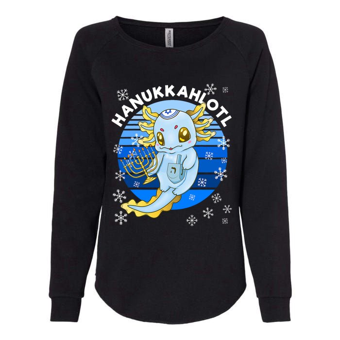 Axolotl Hanukkah With Dreidel Menorah Womens California Wash Sweatshirt