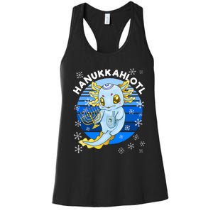 Axolotl Hanukkah With Dreidel Menorah Women's Racerback Tank