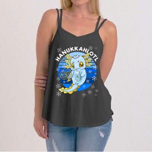 Axolotl Hanukkah With Dreidel Menorah Women's Strappy Tank