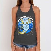 Axolotl Hanukkah With Dreidel Menorah Women's Knotted Racerback Tank