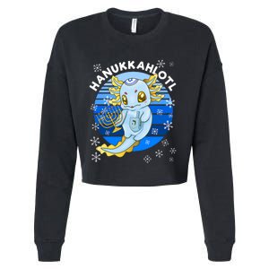 Axolotl Hanukkah With Dreidel Menorah Cropped Pullover Crew