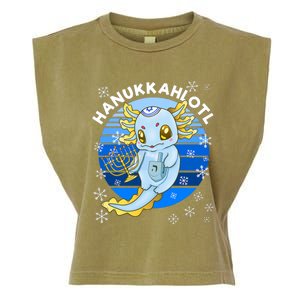 Axolotl Hanukkah With Dreidel Menorah Garment-Dyed Women's Muscle Tee