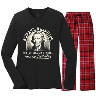 Alexander Hamilton Wrote 51 Essays In 6 Months Vintage Women's Long Sleeve Flannel Pajama Set 