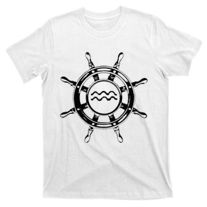 Astrology Horoscope Zodiac Sign Aquarius Pirate Ship Wheel T-Shirt