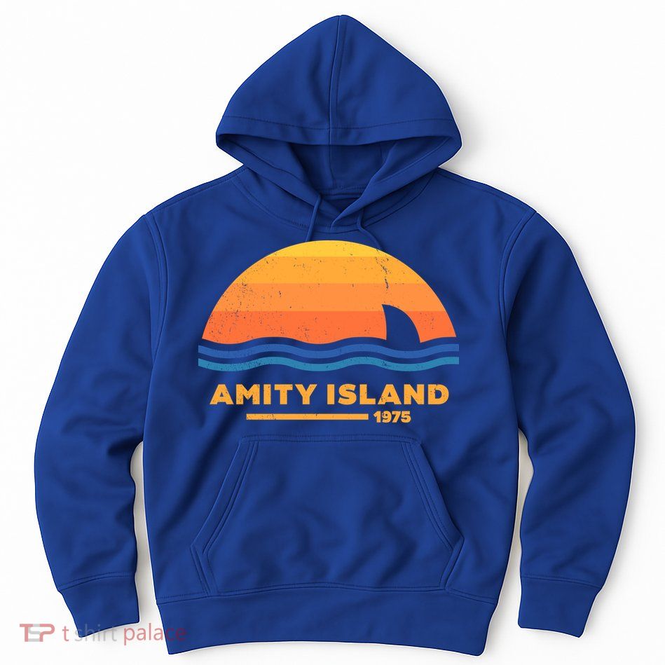 Amity Island 1975 Retro Sunset Movie Vintage Hoodie