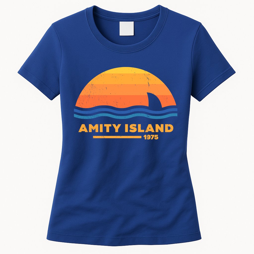 Amity Island 1975 Retro Sunset Movie Vintage Womens T-Shirt