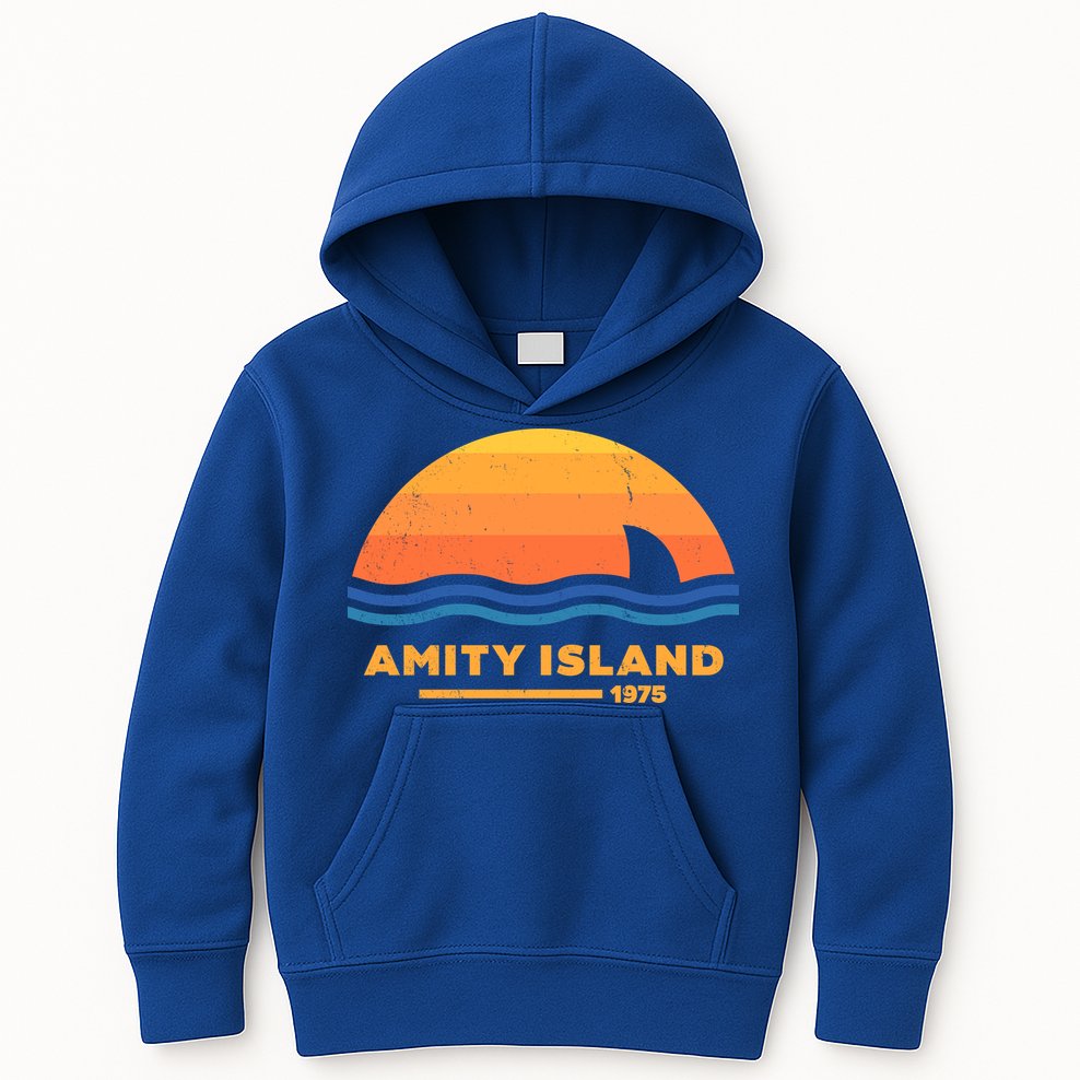 Amity Island 1975 Retro Sunset Movie Vintage Kids Hoodie