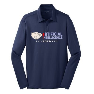 Artificial Intelligence 2024! Presidential Election Ai Funny Silk Touch Performance Long Sleeve Polo