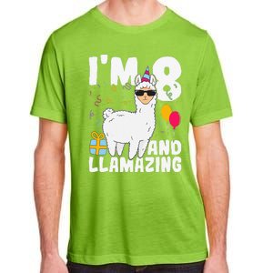 Alpaca I'm 8 And Llamazing Alpaca Llama 8th Birthday Adult ChromaSoft Performance T-Shirt