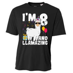 Alpaca I'm 8 And Llamazing Alpaca Llama 8th Birthday Cooling Performance Crew T-Shirt