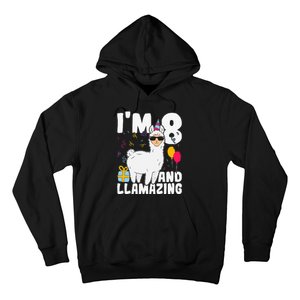 Alpaca I'm 8 And Llamazing Alpaca Llama 8th Birthday Hoodie