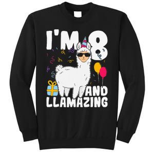 Alpaca I'm 8 And Llamazing Alpaca Llama 8th Birthday Sweatshirt