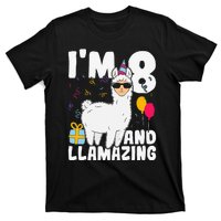 Alpaca I'm 8 And Llamazing Alpaca Llama 8th Birthday T-Shirt