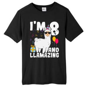 Alpaca I'm 8 And Llamazing Alpaca Llama 8th Birthday Tall Fusion ChromaSoft Performance T-Shirt