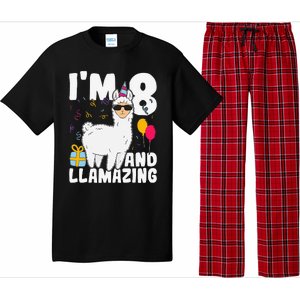 Alpaca I'm 8 And Llamazing Alpaca Llama 8th Birthday Pajama Set