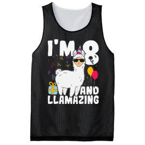 Alpaca I'm 8 And Llamazing Alpaca Llama 8th Birthday Mesh Reversible Basketball Jersey Tank