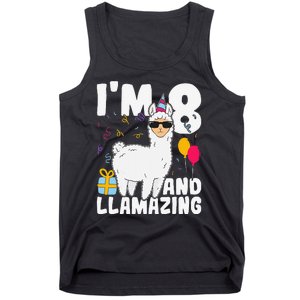 Alpaca I'm 8 And Llamazing Alpaca Llama 8th Birthday Tank Top