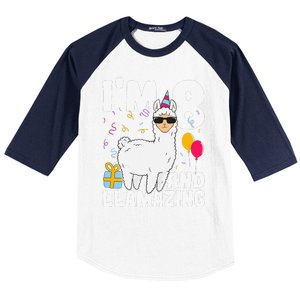 Alpaca I'm 8 And Llamazing Alpaca Llama 8th Birthday Baseball Sleeve Shirt