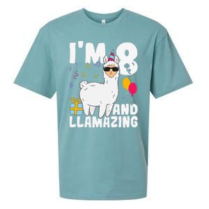 Alpaca I'm 8 And Llamazing Alpaca Llama 8th Birthday Sueded Cloud Jersey T-Shirt