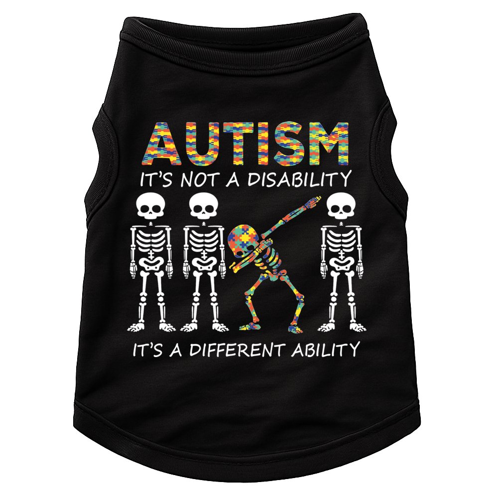 Autism It's A Different Ability Funny Dabbing Skeleton Gifts Doggie Tank