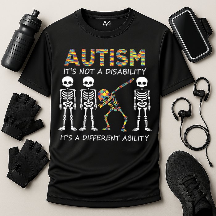 Autism It's A Different Ability Funny Dabbing Skeleton Gifts Performance Shirt