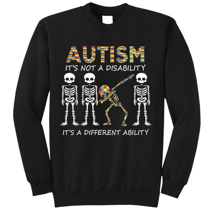 Autism It's A Different Ability Funny Dabbing Skeleton Gifts Sweatshirt